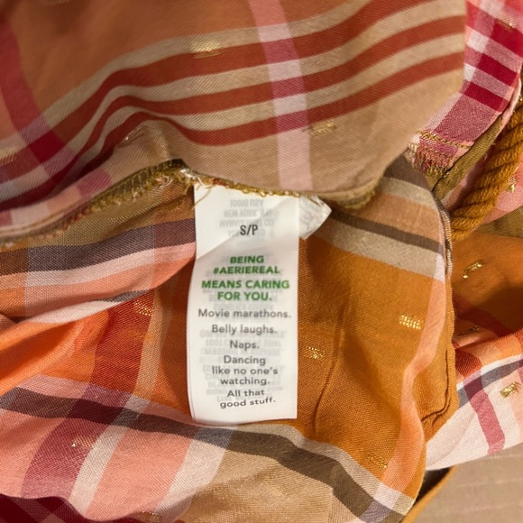 NWT Aerie Plaid Ruffle Halter Mini Dress Size Small Spring Plaid with Gold Dots. - Picture 11 of 12